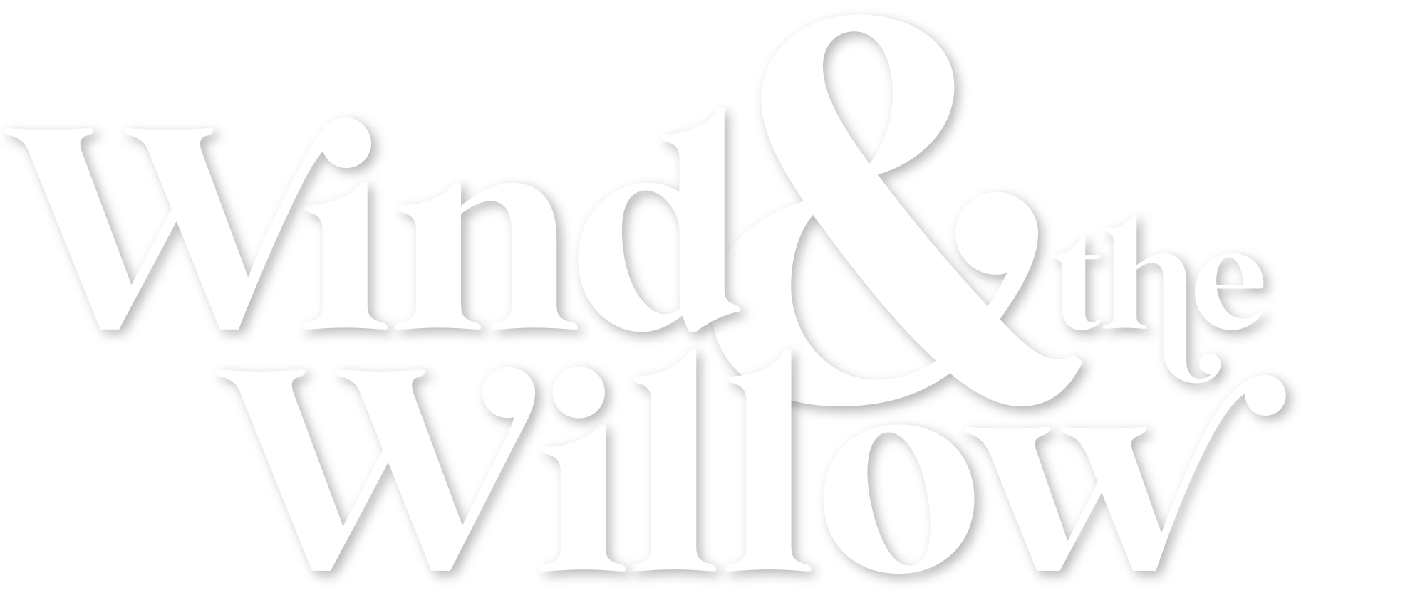 The reversed (all white) version of the Wind and the Willow logo.